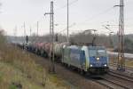 EU43-005 der PKP Cargo mit einem Kesselwagenzug unterwegs Richtung Angermnde, 09.11.2010 in Eberswalde