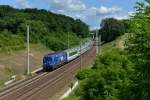 370 010  Stadion Poznan  mit EC 44 von Warschau nach Berlin am 22.07.2012 unterwegs bei Frankfurt-Rosengarten.