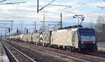 DB Cargo Deutschland AG mit der polnischen MRCE Dispo  ES 64 F4-451  [NVR-Number: 91 51 5170 025-8 PL-DISPO] und einem gemischten Güterzug Richtung Frankfurt/Oder am 27.01.19 Bf.