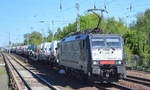 DB Cargo Deutschland AG mit der polnischen MRCE Dispo  ES 64 F4-451  [NVR-Nummer: 91 51 5170 025-8 PL-DISPO] UND PKW-Transportzug am 25.04.19 Berlin-Hirschgarten.