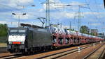 DB Cargo Deutschland AG mit der polnischen MRCE Dispo  ES 64 F4-451   [NVR-Nummer: 91 51 5170 025-8 PL-DISPO] und PKW Transportzug (fabrikneue VW Nutzfahrzeuge aus polnischer Produktion) am 02.09.19