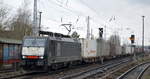 METRANS Rail s.r.o., Praha [CZ] mit der polnischen MRCE Dispo  ES 64 F4-452  [NVR-Nummer: 91 51 5170 026-6 PL-DISPO] und Containerzug Richtung Polen am 27.02.20 Berlin Hirschgarten.