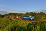 189 805 mit einem Containerzug am 22.07.2012 unterwegs bei Slubice.