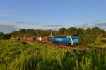 189 805 mit einem Containerzug am 22.07.2012 unterwegs bei Slubice.
