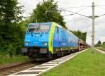 In Herrath ist hier die PKP-Cargolok 189 804 mit einem Vauxhall ASTRA Zug in Richtung Aachen West fahrend abgelichtet am Samstagnachmittag.