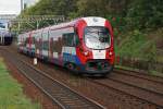 Privatbahnen in Polen: WKD S-Bahn mit EN 97-013b PESA in WARSZAWA OCHOTA am 14.