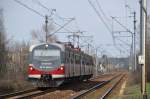 EN57 2034 mit einer Regionalbahn nach Tychy-(Miasto) bei Katowice Podlesie (11.04.2012)