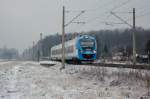 36WEa-008 der Koleje Śląskie(Schlesische Bahnen)bei Tychy(Tichau)am27.12.2014.