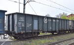 Polnischer Drehgestell-Hochbordwagen vom Einsteller Eurowagon sp. z.o.o. mit der Nr. 84 51 PL-EUWAG 5333 431-1 Eaos in einem Ganzzug  am 04.05.23 Bahnhof Kostrzyn nad Odrą.