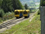 Bergbahn Gra Żar.Wagen nr.2 geht an der Bergstation,nr.1 nach unten.Bild am 20.09.2009. 