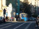 Kurzer Lichtblick: Durch eine Lcke in der Bebauung bekam die Tram nach Bronowice nochmal kurz etwas von der tiefstehenden Sonne ab.