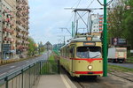 Auch der Poznaner Tw 702 (ex Rheinbahn GT8 2661) hat seine alte Lackierung behalten.