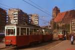 Tw 253 und 623 der Straenbahn Szczecin/Stettin im September 1976.