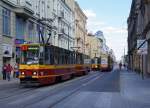 STRASSENBAHNBETRIEBE IN POLEN  Strassenbahn LODZ   Trotz der Inbetriebnahme von neuen Niederflurgelenkwagen bilden auch heute noch immer die alten polnischen Triebwagen aus dem Hause Konstal das