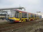 Die neueste Straenbahn von PESA Bydgoszcz bei Probefahrt am 21.02.2008.