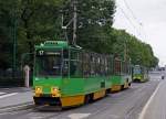 STRASSENBAHNBETRIEBE IN POLEN  Strassenbahn POSEN  Trotz der Inbetriebnahme von neuen Niederflurgelenkwagen bilden auch heute noch immer die alten polnischen Triebwagen aus dem Hause Konstal das