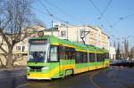 Polen / Straßenbahn Posen: Tatra RT6N1 (modernisiert) - Wagen 402 aufgenommen im Januar 2015 an der Endstelle  Staroleka  in Posen.