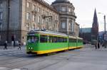 Polen / Straßenbahn Posen: Duewag GT8 - Wagen 678 (ehemals Frankfurt / Main) aufgenommen im Januar 2015 an der Haltestelle  Fredry  in der Innenstadt von Posen.
