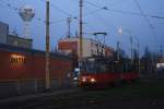 Eine Straenbahn polnischer Bauart, hier Wagen 734 am 05.11.2011 in Szczecin.