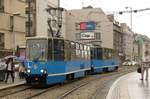 19.09.2011, Polen, Wroclaw/Breslau: Tw Konstal 105Na. Der bekannteste polnische Straßenbahn-Triebwagen wurde 1974 bis 1994 von Konstal (heute „Alstom Konstal S. A.“) in Chorzów hergestellt. Er wurde ständig modernisiert.