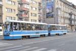 WROCŁAW (Woiwodschaft Niederschlesien), 08.10.2012, Tramwagen 2366 als Linie 2 nach Biskupin an der Haltestelle Eureka