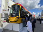 Hyundai Rotem Niederflurstraßenbahn 4238 am 22.09.2022 auf der Industriemessen InnoTrans 2022 in Berlin. 