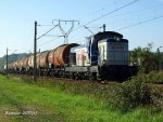Dieselloks SM42-208 LOTOS mit Kesselwagenzug in Tichau(Oberschlesien) ,Bild am 01.10.2011.
