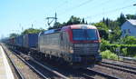 PKP CARGO S.A., Warszawa [PL] mit  EU46-507  [NVR-Nummer: 91 51 5370 019-9 PL-PKPC] und Containerzug am 06.08.20 Berlin Hirschgarten.