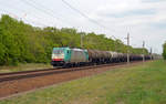 186 243 (270 001) der Transchem führte am 10.05.20 einen Kesselwagenzug durch Burgkemnitz Richtung Bitterfeld.