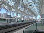 Futuristische Dach des genau vor zehn Jahren zur Expo 98´ gebauten Bahnhofs Estacao Oriente in Lissabon.