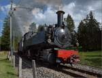 Gegenüber dem Depot von La Traction kommt CP E164 aus dem Wald und hat den wichtigsten Teil des langen Aufstiegs auf die Freiberge hinter sich.