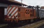 Die 1462 der CP stand im April 1993 in Lagos und wartete mit einem Nahverkehrszug auf die Abfahrt nach Faro.