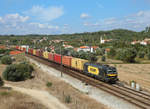 4719 approaches Alem da Ribeira whilst hauling a southbound container train, 14 Sept 2020