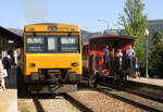 Irgendwo im Dourotal kreuzt der Regionalzug nach Porto einen Dampfzug mit historischen Wagen.