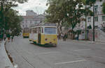 Lisboa / Lissabon CARRIS Tw 506 (SL 25) Largo do Rato im Oktober 1982. - Scan eines Farbnegativs. Film: Kodak Safety Film 5035. Kamera: Minolta SRT-101.