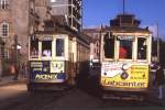 Porto Tw 274 und 276 begegnen sich in der Rua do Passeio alegre, 14.09.1990.