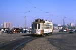 Porto Tw 272 am Castelo do Queijo, Samstags war dort Oldtimertreff, ein gelungenes Treffen mit den Uralt-Strassenbahnen, 15.09.1990.