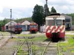 Die Triebwagen 9631, 9632 und 9306 (v.l.) in Sernada do Vouga.