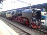 Schwere Dampflokomotive 150 025 ausgestellt am 10.06.2014 im Nordbahnhof Bukarest.