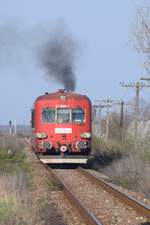 Triebzug 57-0684-1 der Regio Calatori (ehem. Regio Trans) wenige Kilometer nach verlassen des Bahnhofs Urziceni am 09.04.2018