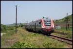 Ex 614 der DB fährt am 19.5.2015 als Zug 2563 in Loamnes aus.