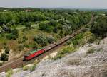 Die 600 003 mit einem Stahlzug am 02.07.2016 unterwegs bei Szár.