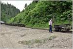 Bei den Waldbahnen Rumäniens, wie hier im Wassertal, gibt es viele Abstellgeleise die nur talseitig über eine Weiche mit dem Streckengleis verbunden sind.