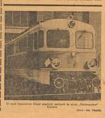 Bitte nicht freischalten.Ich möchte in erster Linie von den Admins eine Meinung.
Dieses Foto ist ein Scan aus einer alten Zeitung. Zu Zeiten des Kommunismus hatte man öfters Artikel zur Veranschaulichung des sozialistischen Progresses publiziert. Dazu auch dieses Foto einer 060-DA, die für die polnische Eisenbahn (PKP) unter der Nummer ST43-128 registriert wurde. Ich habe nur diesen Auszug. Ich weiß nicht von wann genau das Bild stammt. Autor des Bildes ist unten rechts - obwohl es zur Zeit in Rumänien keine Regelungen zum intellektuellen Eigentum gab.
Ich denke, das sind historische Dokumente, und es wäre Schade wenn sie verloren gingen.
Besten Dank.

P.S. Zur zeit ist ddies das einzige Foto dass ich habe. (Ich habe noch ein technisches Datenblatt der 060-DA von Sulzer, aber das ist schn eine völlig andere Geschichte).