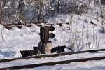 Weichenlaterne im Bahnhof Bucuresti Baneassa am 24.01.2016.