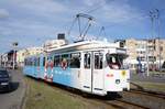 Rumänien / Straßenbahn (Tram) Arad: Duewag GT6 - Wagen 42 (ehemals Innsbruck, ehemals Bielefeld) der Compania de Transport Public SA Arad (CTP Arad SA), aufgenommen im März 2017 im Stadtgebiet von Arad.