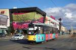 Rumänien / Straßenbahn (Tram) Arad: Maschinenfabrik Esslingen GT4 - Wagen 08 (ehemals Ulm, ehemals Stuttgart) der Compania de Transport Public SA Arad (CTP Arad SA), aufgenommen im März 2017 im Stadtgebiet von Arad.