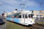 Rumänien / Straßenbahn (Tram) Arad: Duewag GT6 - Wagen 42 (ehemals Innsbruck, ehemals Bielefeld) der Compania de Transport Public SA Arad (CTP Arad SA), aufgenommen im März 2017 im
