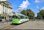 Duewag GT 8, Wagen 1862, rollt der Haltestelle Primăria (Rathaus) in Arad (RO) entgegen.

🧰 S.C. Compania de transport public S.A. Arad (C.T.P. Arad)
🚋 Linie 6 Piața Gai–Piața Romană
🕓 12.9.2024 | 12:35 Uhr