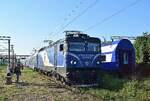 410 624 tr�gt die  Puma  Lackierung und f�hrt mit einem langen Dostozug als R 3023 Bucuresti Basarab - Brasov in Halta Basarab ein.

Bukarest 03.08.2026